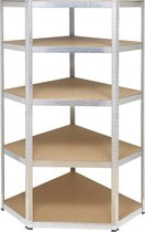 Basetech BT-2368900 Stellingkast hoekmodule 175 kg (b x h x d) 70 x 180 x 70 cm Metaal, MDF Verzinkt, Zilver Hout