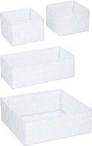 4x Witte badkamer/babykamer opberg mandjes - 4 stuks - Toilet/badkamermandjes - Decoratiemandjes - Sokkenmandjes - Commodemandjes