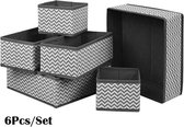 Buxibo Kast Organizers - Set: 6 Stuks - Multifunctioneel Opberg Box/Doos/Mand/Vakken - Lade Verdeler Opbergsysteem - Kleding/BH/Sokken/Ondergoed/Speelgoed/Badkamer/Keuken - Grijs/Zwart