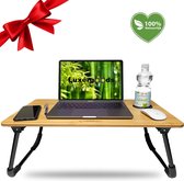 Luxergoods 2 IN 1 Bedtafel/Laptopstandaard - 100% BAMBOE - Nieuw Model - Cadeautip - Laptoptafel - Bank tafeltje - Laptop verhoger