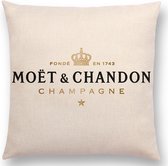 Moët & Chandon - Kussen - Wit - Champagne - 45X45 CM - Linnen - Auto - Decoratie - Boot - Hotel - Tuin