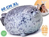 Bibi de Zeehond XL – Seal Pillow – 60 cm – Dik Zeehonden Kussen – Knuffel Zeehond – Grappig Schattig Slaapkussen - Dieren Relax Kussen - Kamer Decoratie - Zachte Dierenknuffel - Housewarming Cadeau - Ondersteuningskussen - ®Airborne Seal