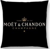 Moët & Chandon - Kussen - Zwart - Champagne - 45X45 CM - Linnen - Auto - Decoratie - Boot - Hotel - Tuin
