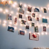 Fotoslinger Met Verlichting - Kerstverlichting Led - Lichtsnoer Met Knijpers - Kamer Decoratie Tieners - Fotohouder met Knijper - Foto Lichtslinger - 5 Meter - 30 knijpers