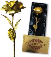 Gouden Roos - Woonaccessoire - Interieuraccessoire - Kunstplant - Geschenk - Cadeau - Liefdesgeschenk - Gift Box - Cadeaubox - Luxe - Luxueus - Relatiegeschenk - Moederdag