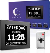 Digitale Dementieklok XL – Kalenderklok met Datum en Dag – Alarmfunctie – Alzheimerklok - 8 inch