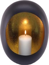 Kandelaar Standing Egg - Marrakech Egg T-light - Black/gold - 17 x 9 x 24cm