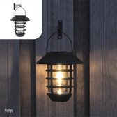 Gadgy Solar Tafellamp en Wandlamp Bijenkorf - Zwart Metaal - Met wandhaak - Tuinverlichting op zonneenergie buiten - Led buitenverlichting met sensor - Lantaarn