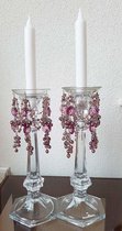 Bobeche druppelvanger met amethyst halfedelstenen