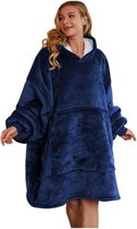 Cuddle Hoodie - Plaid met mouwen - Hoodie deken - Oodie - Donker Blauw