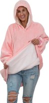 Smileify® Fleece Deken - Plaid Met Mouwen - Hoodie Deken Blanket - Oodie - Snuggie - Roze