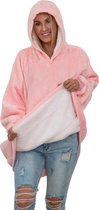 Smileify® Fleece Deken - Plaid Met Mouwen - Hoodie Deken Blanket - Oodie - Snuggie - Roze