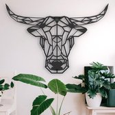 Wanddecoratie industrieel - Metaal - Dierenkop - Stier - Gewei - Woonkamer decoratie - 70x47,5cm - incl. ophangsysteem