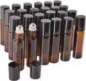 Rollerflesjes Glas 10ml Leeg 10 stuks - Roll-on, Bruin Glas - Etherische Olie - Parfumrollers - RVS Bal