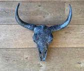 Skull buffelschedel - SKULL - Skull voor aan de muur - Buffelschedel - Wanddecoratie - Dierenschedel - Dierenhoofd - Cadeau - Decoratie - Antraciet - 40 cm breed
