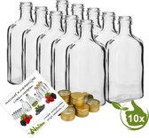 Glazenflesjes "Drupke" 200ml (10 stuks) inclusief 3 recepten- likeur flesje - heupflesje - mini flesje