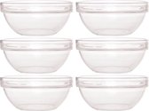6x Glazen schaaltje/kommetje 10 cm - Snacks/toetjes serveren - Schaaltjes/kommetjes van glas - Keukenbenodigdheden