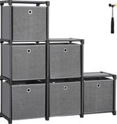 Opberg Kast met Modulaire Kubussen en 6 Manden - Organizer - 105 cm Hoog en 105 cm Breed - Zwart