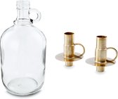 vtwonen Kandelaars en Fles - Decoratieve set - Metaal en Glas - Goud