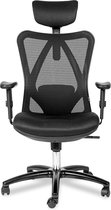 ForDig Ergonomische Bureaustoel - 4D Curve Support System - Verstelbaar Nekkussen / Armleuning / Rugsteun / Zithoogte - Ademend Mesh Materiaal - Bureau Stoel voor Kantoor / Thuis / Gaming - Zwart