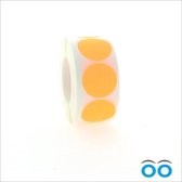 Etiketten - Stickers -  fluor oranje  - O35 mm  - rol van 1000 stuks