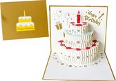 Verjaardagskaarten met envelop - Wenskaarten verjaardag - Happy Birthday - 3D pop up kaarten taart - kinderen - cadeau - verjaardagskaart