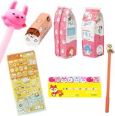 Kawaii stationary pakket - schoolpakket - 6 kawaii verassingen - geel