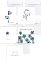 condoleance kaarten - sterktekaarten - rouw - met oprechte deelneming  - paars - bloemen