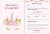 Uitnodiging kinderfeestje | 20 stuks | uitnodigingskaarten |  uitnodiging verjaardag | uitnodiging feest | uitnodiging kinderfeestje meisje | uitnodiging kinderfeestje unicorn | uitnodiging feestje