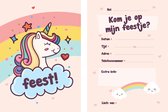 Unicorn uitnodigingen 6 stuks - Kinderfeestje - Eenhoorn - Verjaardag uitnodiging -