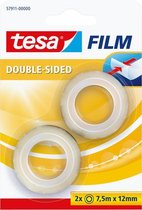 Plakband Tesa 57911 dubbelzijdig 12mmx7,5m 2 rollen