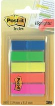 Post-it® Index Translucent, Draagbare Set, Groen, Oranje, Roze, Geel, Blauw, 12 x 43 mm, 20 Tabs/Kleur/Dispenser