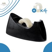 EMZIE Plakbandhouder Zwaar Tafelmodel Inclusief 4 Rollen Plakband – Tape Dispenser – Kantoor Artikelen – Bureau Accessoires – Plakband