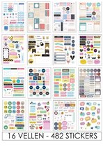 Joyage Bullet journal stickers Deluxe - 482 stickers - Planner stickers voor agenda - Bullet journal producten - Stickers volwassenen - Kado vrouwen - Bullet journal accesoires