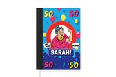 Notitieboek - Schrijfboek - Verjaardag - 50 Jaar Sarah - Ballonnen - Notitieboekje - A5 formaat - Schrijfblok