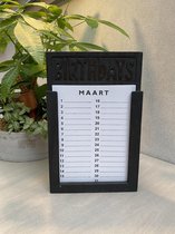 Woodart houten verjaardagskalender 28 cm. Black wash zwarte kalender met losse vellen