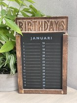 Houten verjaardagskalender naturel wash  35 cm. Met  Losse vellen kalender