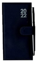 Pocket Agenda - 2022 - Kunstleder - 16x8,5cm - 1 wk/2 pag - Met Pen - Blauw