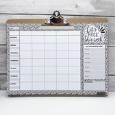 Familieplanner XXL op klembord + gratis navulling - Weekplanner A3 - Gezinsplanner ongedateerd - Zwart wit - Kalender met ruimte voor notities en wat je gaat eten