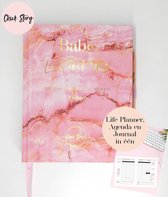 Chick Story - Agenda ongedateerd - Agenda - Life Planner - Planner - Journal - in één - Stationery - Stationary - Weekplanner - School - Business - Productiviteit - doelen behalen - Zakelijk - Geluk - Gezondheid - Financieel - Sport - Marmer - Roze