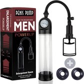 Toys Hub® Penispomp met Handgreep – 2 Penisringen – Trekmechanisme – Penis Vergroter – Barometer Display - Sex Toys voor Mannen – 22CM