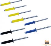LB-Tools Popnagels kentekenplaat | Kentekenplaatnagels set | Triform geel, blauw, zwart aluminium 4,8x24,5 (5,0-12,0)