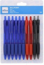 Balpen / Ballpoint - 10 stuks - 6 x Blauw - 2 x Rood - 2 x Zwart