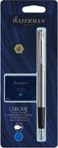 Vulpen Waterman Allure chrome F blauw + inktpatronen blauw