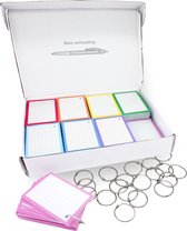 Flashcards 1000 stuks A7 - 7.5x10.5cm met perforatie en 20 XL ringen - systeemkaarten