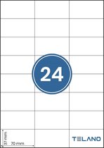 TELANO® Zelfklevende Etiketten A4 240 stuks - 10 Stickervellen - 24 Stickers per Vel - 70 x 37 mm - Wit - Verzendetiketten