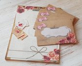 Briefpapier Roosjes - 12 vellen A4 formaat - 6 enveloppen met sluitstickers - Meer Leuks - Postpapier Rozen