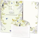 Briefpapier met enveloppen janneke brinkman vogels in blauwe regen