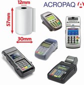 ACROPAQ - 50 x Pinrollen - 57 x 30 x 12 mm, 8m, Thermisch, BPA-Vrij - Kassarollen, Bancontact rollen - Wit