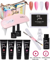 Miss Jules® Complete Polygel Kit - Polygel Nagels Starterspakket - 4 Kleuren - Perfecte Combinatie Gellak & Acryl - Incl. UV LED Lamp & Klemmetjes